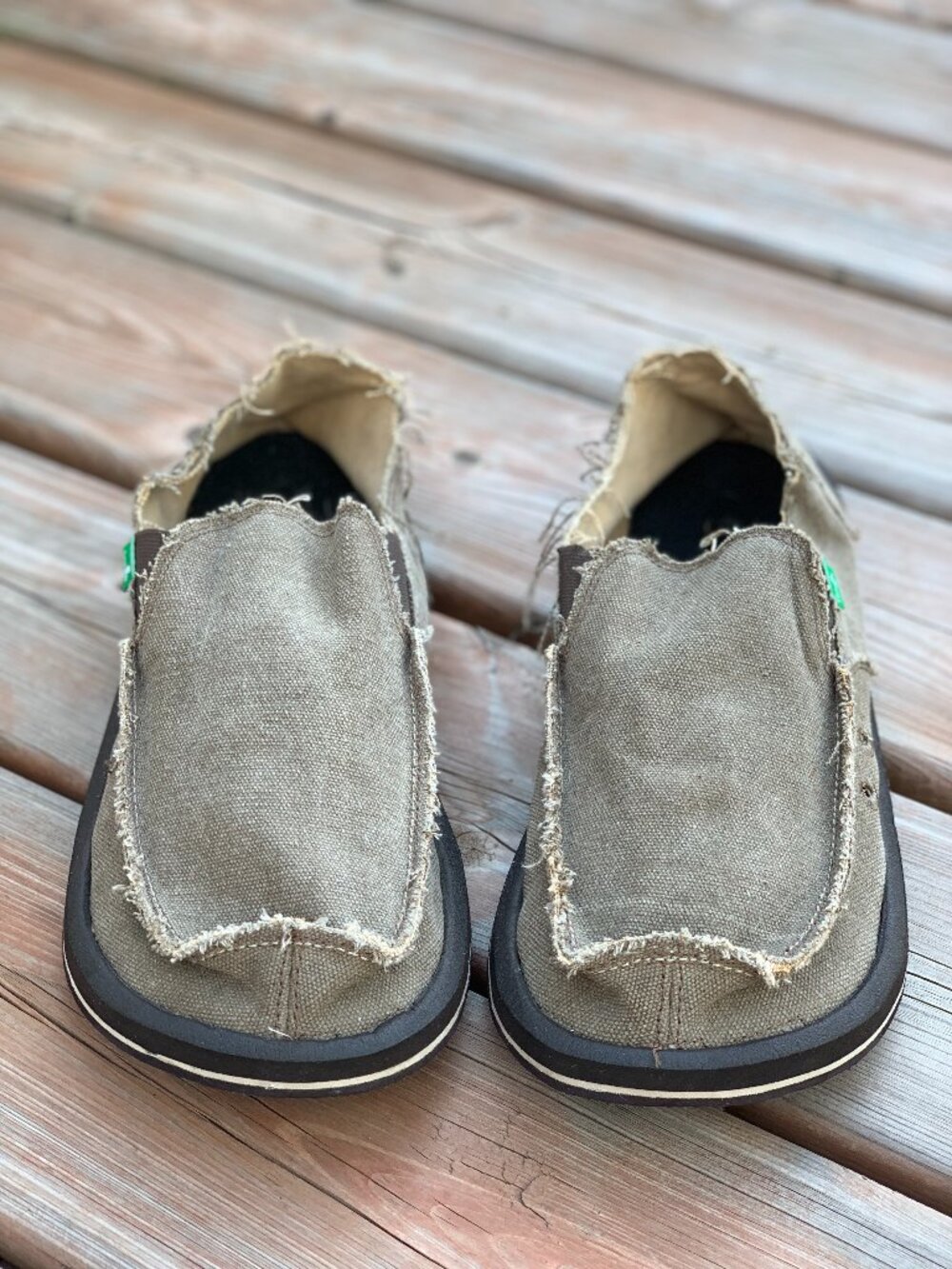 Sanuk Sidewalk Surfer Shoes Mens 11 Brown Woven Slip On Vagabond Casual Loafers